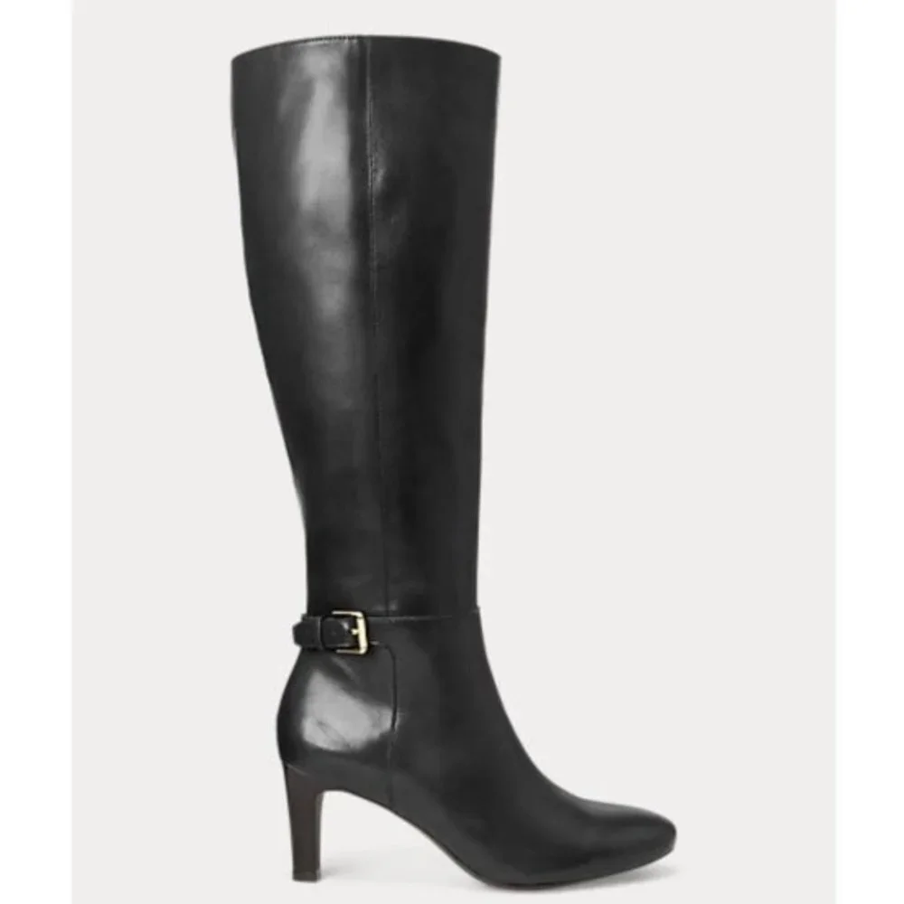 Ralph Lauren Women's Eastwell Faux Leather Knee High Dress Boots